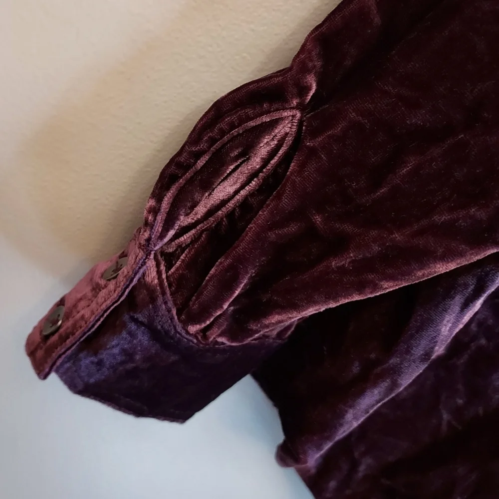 Splendid Moonstone Long Sleeve Velvet Button Front Shirt Top Size XS - Picture 8 of 9